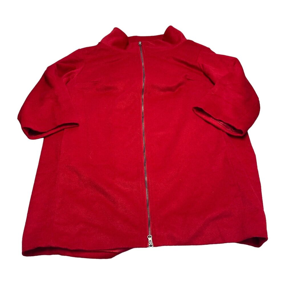 Jessica London Coat Women's 18W Red Polyester Mock Neck Full Zip